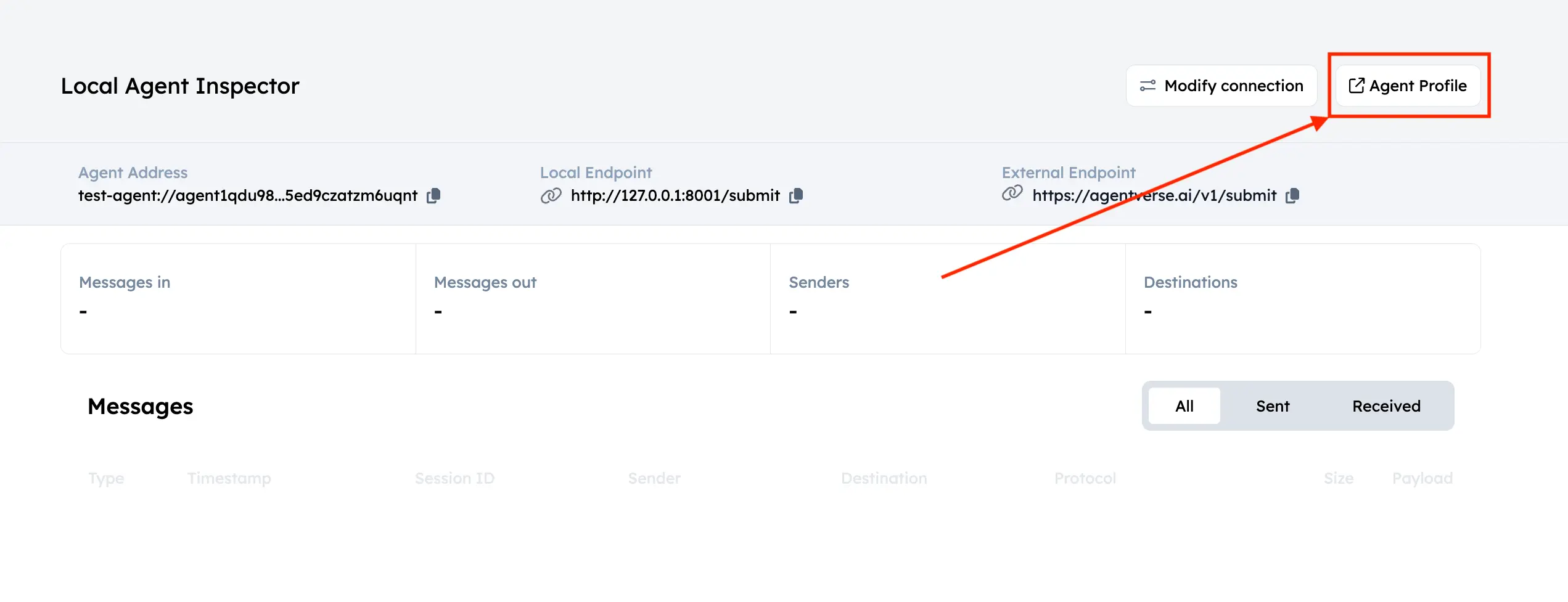Inspector with Agent Profile button